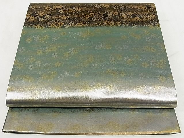 平和屋着物◎六通柄袋帯　舞桜文　引箔　正絹　逸品　AAAI4613Asx