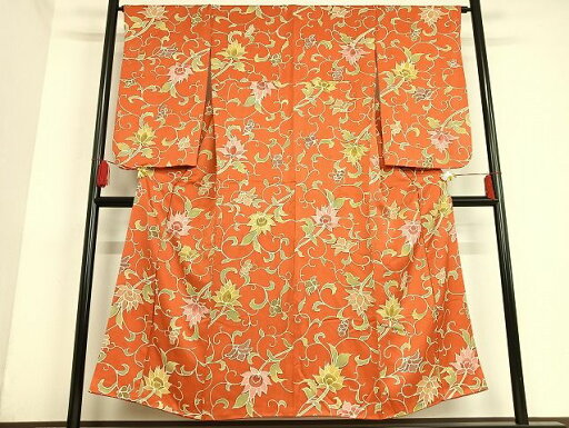 平和屋着物■上質な小紋 更紗花文 地紋起こし 正絹 逸品 AAAJ0224Bzg 平和屋着物■上質な小紋 更紗花文 地紋起こし 正絹 逸品 AAAJ0224Bzg