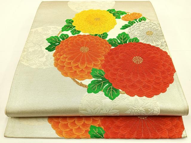 平和屋着物◎六通柄袋帯　唐織　能衣春秋文　金銀糸　正絹　逸品　BAAT9733hj