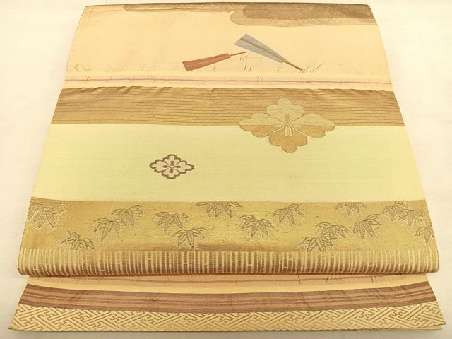 乐天商城 - 平和屋着物◎六通柄袋帯　ふくれ織　エ霞花文　金糸　正絹　逸品　BAAW7330qw