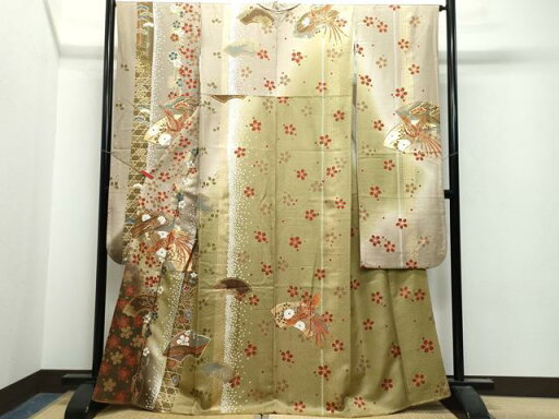 平和屋着物●豪華振袖 駒刺繍 地紙鳳凰花文 暈し染め 金彩 正絹 逸品 CAAT7137vf 平和屋着物●豪華振袖 駒刺繍 地紙鳳凰花文 暈し染め 金彩 正絹 逸品 CAAT7137vf