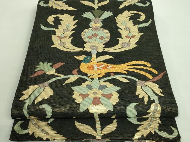 平和屋着物●極上　六通柄袋帯　鷹匠　波期花鳥更紗　金糸　逸品　DZAB1848kh6