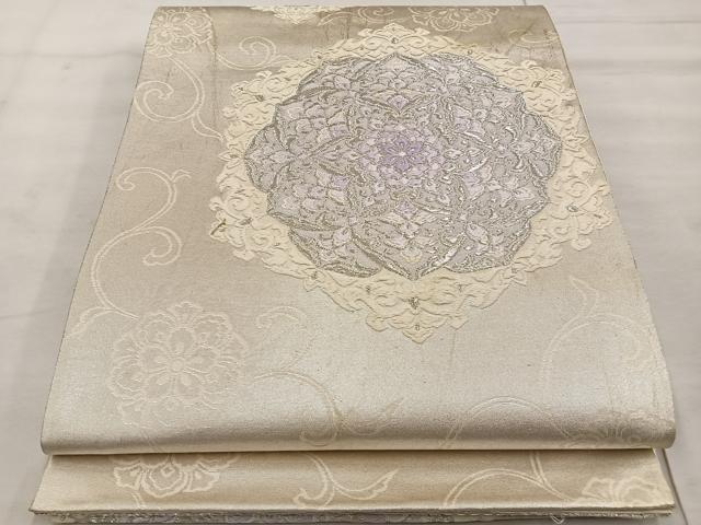 平和屋着物◎六通柄袋帯　唐織　宝相華　銀糸　正絹　逸品　BAAT4420wb