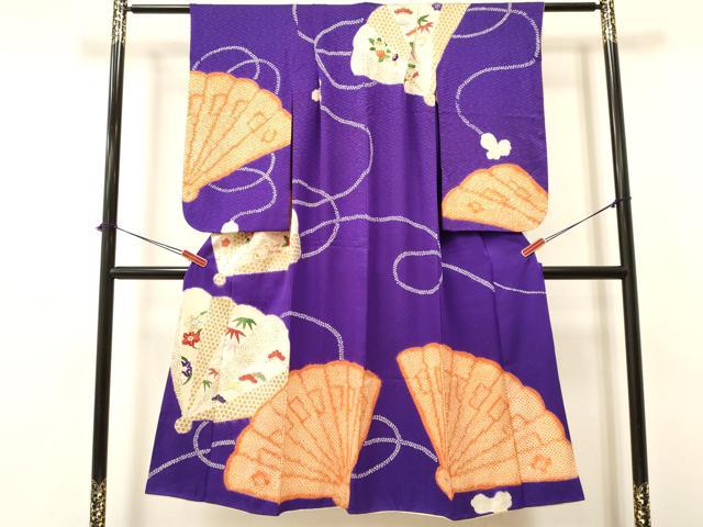 平和屋着物[]アンティーク 大正ロマン 七五三 女の子 7歳 祝着 四つ身 駒刺繍 絞り 松竹梅 檜扇花文 金銀彩 逸品 DAAY3314ma