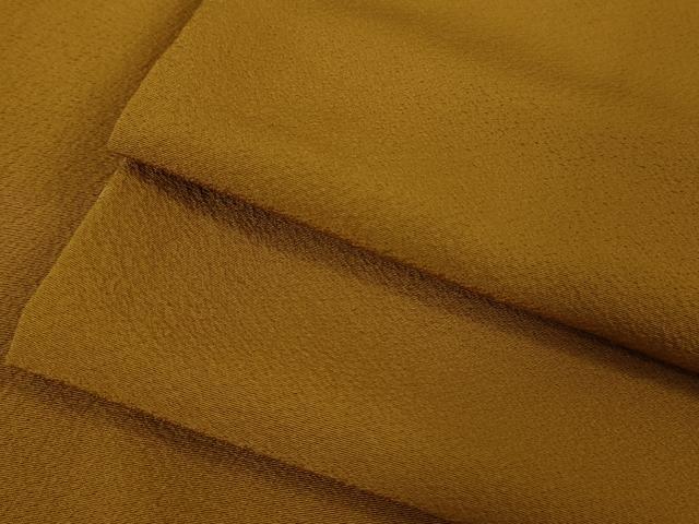 平和屋着物■極上　色無地　山吹茶色　鬼しぼ縮緬　逸品　DZAB1716kh5