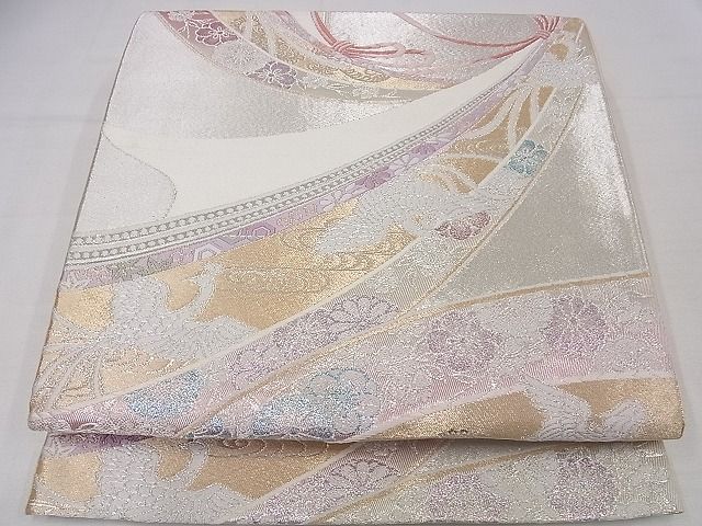 平和屋着物◎六通柄袋帯　唐織　束ね熨斗鳳凰花文　金銀糸　正絹　逸品　AAAF6915Asg