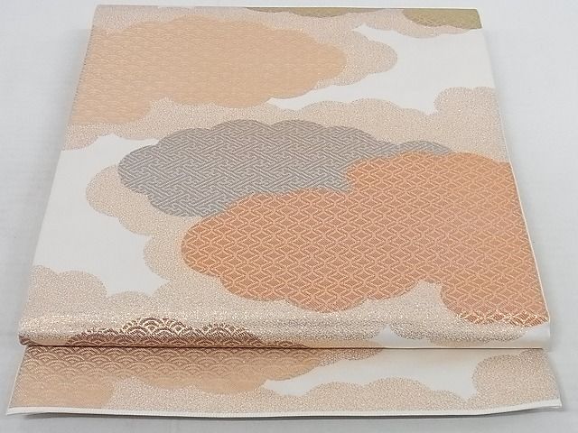 平和屋着物◎六通柄 本袋帯 雲取り吉祥文 金糸 正絹 逸品 AAAG4424Abw