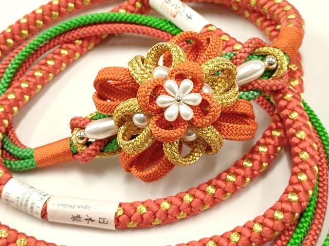 平和屋着物●和装小物　振袖用帯締め　翠嵐工房　装飾　パール　ビーズ　金糸　日本製　逸品　未使用　AAAY2286ay