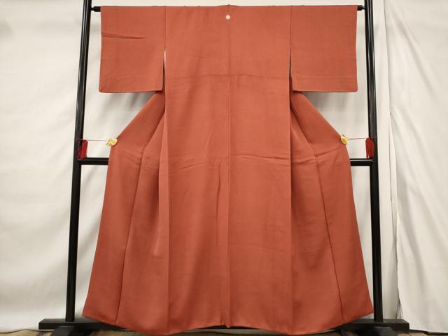 平和屋着物■上質な色無地　紋意匠　雀茶色　正絹　逸品　AABF1451st