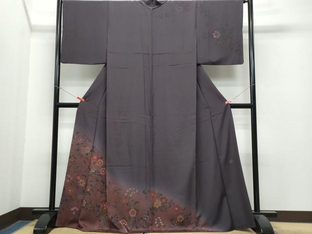 平和屋着物●訪問着　作家物　刺繍　更紗花唐草文　正絹　逸品　CAAS8737vf