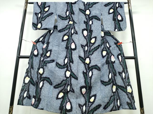 平和屋着物∴夏物 浴衣 有松鳴海絞り チューリップ 綿 逸品 CABH1434ng