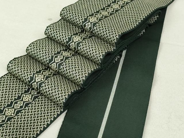 平和屋着物●本場筑前博多織 男性 両面 角帯 献上 間道 仙斎茶色 正絹 逸品 DAAT7777ob