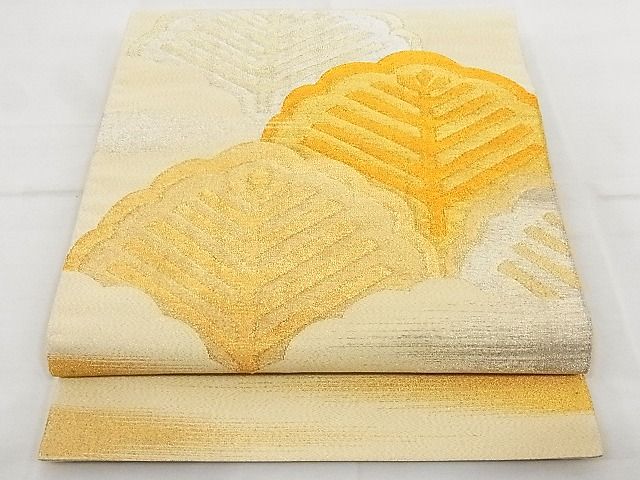 平和屋着物◎綴れ　太鼓柄袋帯　青海波　金糸　正絹　逸品　AAAG8987Bsw