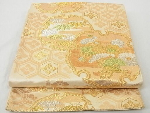 平和屋着物◎六通柄袋帯 雪輪重ね花文 金銀糸 正絹 逸品 AAAG8991Bsw 平和屋着物◎六通柄袋帯 雪輪重ね花文 金銀糸 正絹 逸品 AAAG8991Bsw