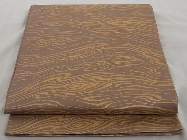 平和屋着物◎六通柄袋帯　杢目文　金糸　正絹　逸品　AAAE6005Bey