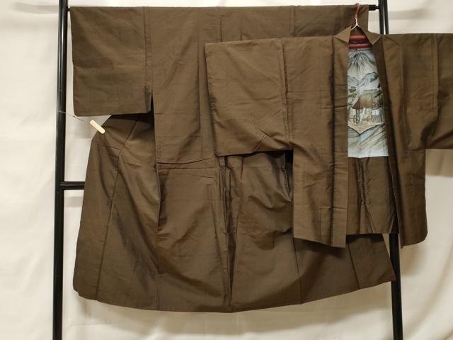 平和屋着物■男性　紬　憲法色　アンサンブル　正絹　逸品　CABF9459ev