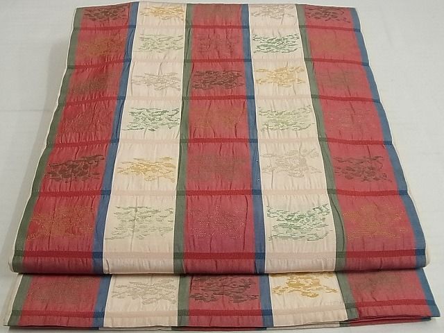 平和屋着物◎六通柄袋帯 花格子 正絹 逸品 AAAG0745Aex