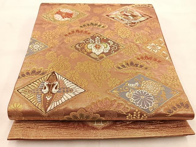 平和屋着物◎六通柄袋帯　唐織　吉祥綴織　吉祥動物花文　金銀糸　正絹　逸品　BAAU6208yc