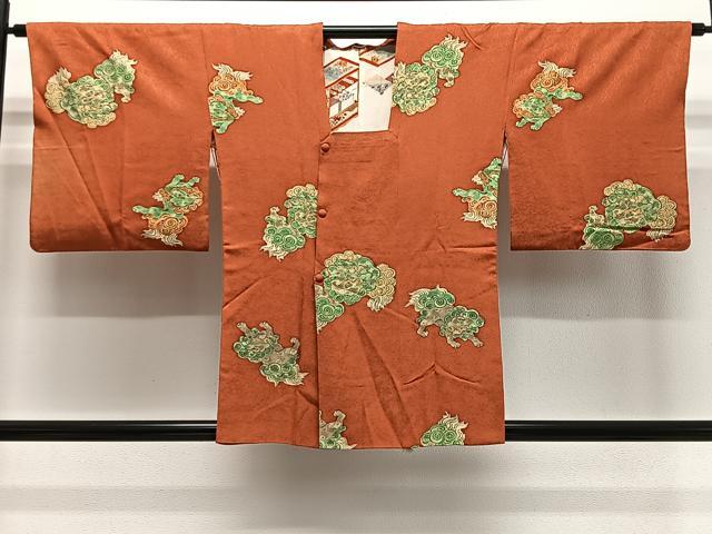 値下げイケメン唐獅子帯 帯のアトリエ花邑 hanamura 銀座 「唐獅子牡丹文様 型染めに手刺繍