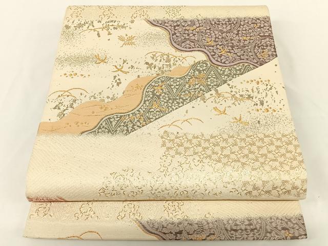平和屋着物◎六通柄袋帯　吉祥花鳥文　金糸　正絹　逸品　AAAK7685wt