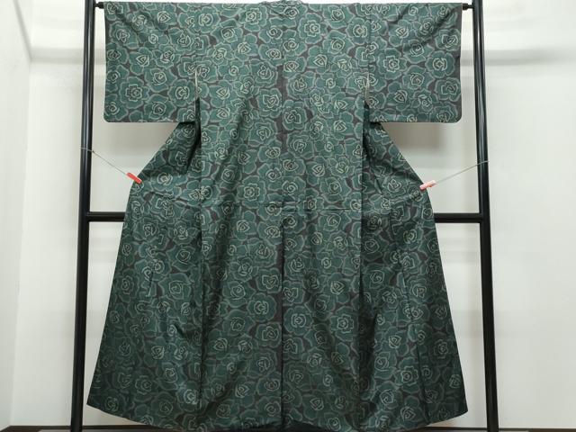 平和屋着物●本場大島紬　7マルキ　中田織物謹製　舞花文　証紙付き　正絹　逸品　CAAR8260vf