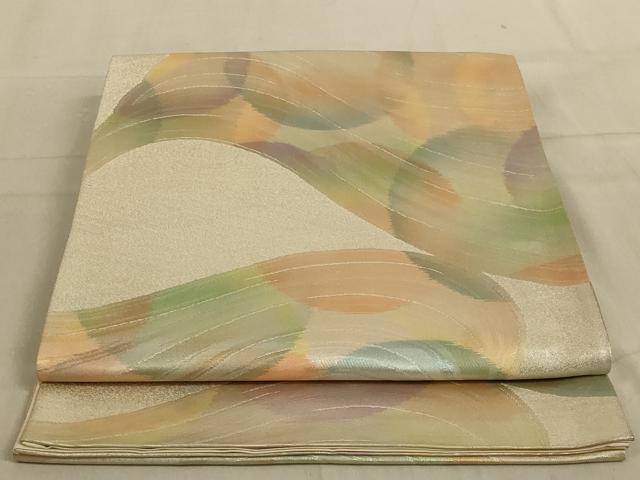 平和屋着物◎六通柄袋帯　流水文　金銀糸　正絹　逸品　AABC3597ou