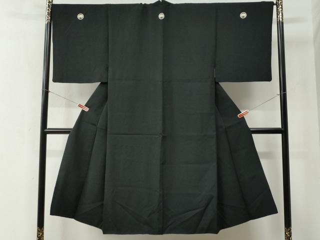 平和屋着物●男性　黒紋付　正絹　逸品　CABB4350yc