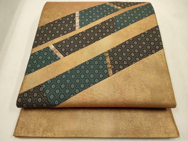 平和屋着物◎太鼓柄袋帯　切嵌　吉祥文　金糸　正絹　逸品　CAAV0396qe
