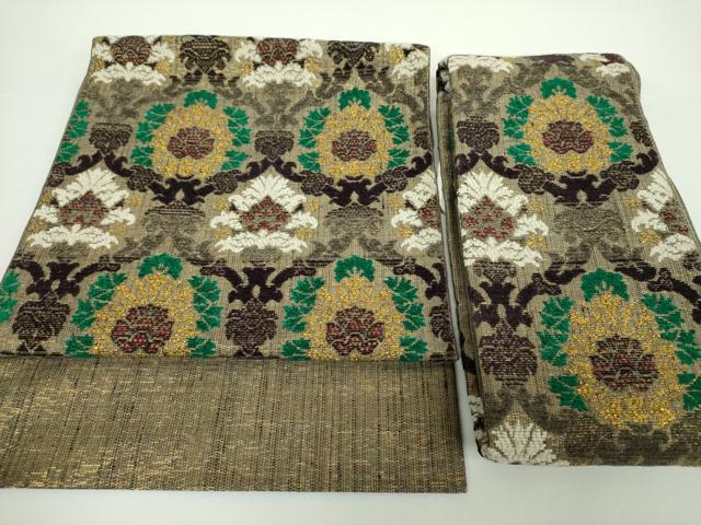 平和屋着物●つけ帯　モール　更紗花文　金糸　正絹　逸品　DAAX4645ps