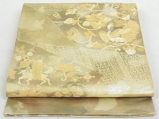 平和屋着物◎六通柄袋帯 色紙重ね狩猟文 金糸 引箔 正絹 逸品 AAAI1386Ast 平和屋着物◎六通柄袋帯 色紙重ね狩猟文 金糸 引箔 正絹 逸品 AAAI1386Ast