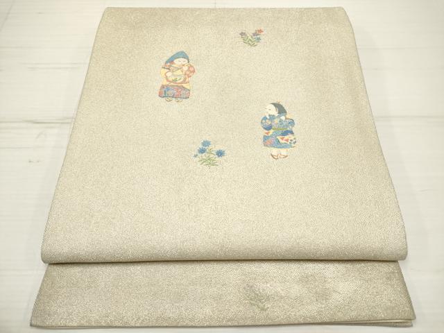 Rakuten - 平和屋着物◎太鼓柄袋帯 童子花文 金銀糸 正絹 逸品 DAAZ5910ea