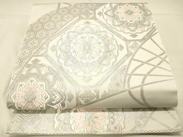 乐天商城 - 平和屋着物◎六通柄　本袋帯　唐織　蜀江花文　銀糸　正絹　逸品　DABA0972cm