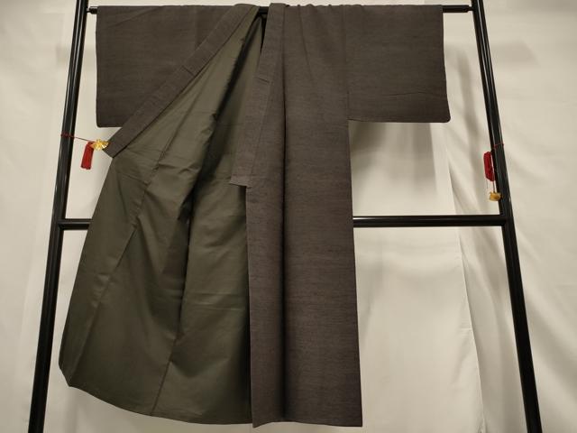 平和屋着物■男性　紬　海松茶色　正絹　逸品　AAAU1188jd