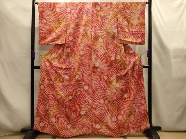 平和屋着物■上質な小紋 総絞り 流水花文 正絹 逸品 AABL4281sx