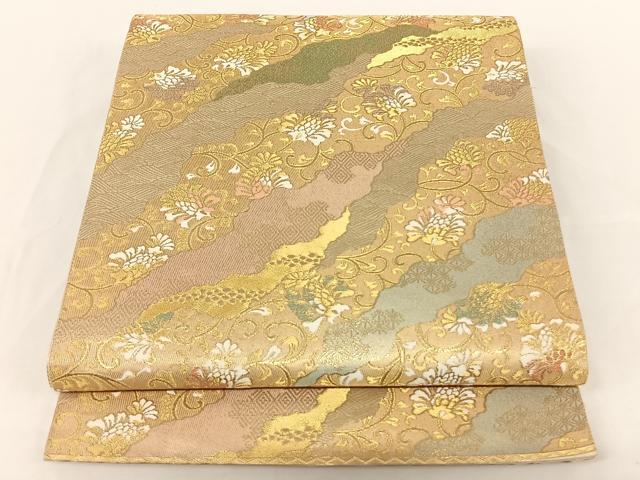 平和屋着物◎六通柄袋帯　道長花唐草　金糸　正絹　逸品　AAAK7686wt