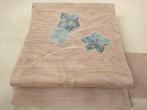 平和屋着物*夏物 八寸名古屋帯 すくい織 草花文 金銀糸 正絹 逸品 AAAV2333pf 平和屋着物*夏物 八寸名古屋帯 すくい織 草花文 金銀糸 正絹 逸品 AAAV2333pf