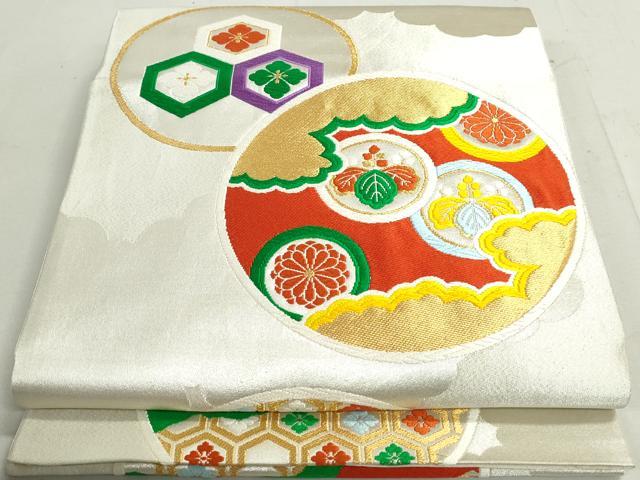 平和屋着物◎六通柄袋帯　唐織　花丸文　五三桐　金銀糸　正絹　逸品　DAAX7664qa