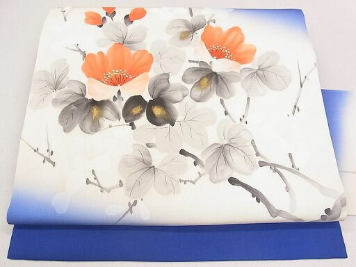 平和屋着物◎塩瀬 九寸名古屋帯 作家物 手描き 草花文 逸品 DAAA5819yyy 平和屋着物◎塩瀬 九寸名古屋帯 作家物 手描き 草花文 逸品 DAAA5819yyy