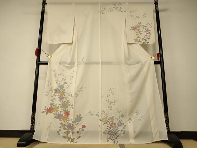 平和屋着物＊夏物　訪問着　絽　草花文　銀彩　正絹　逸品　未使用　AABD6588jd