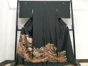 平和屋着物■豪華黒留袖 駒刺繍 地紙吉祥花文 金彩 正絹 逸品 CAAT3561xe