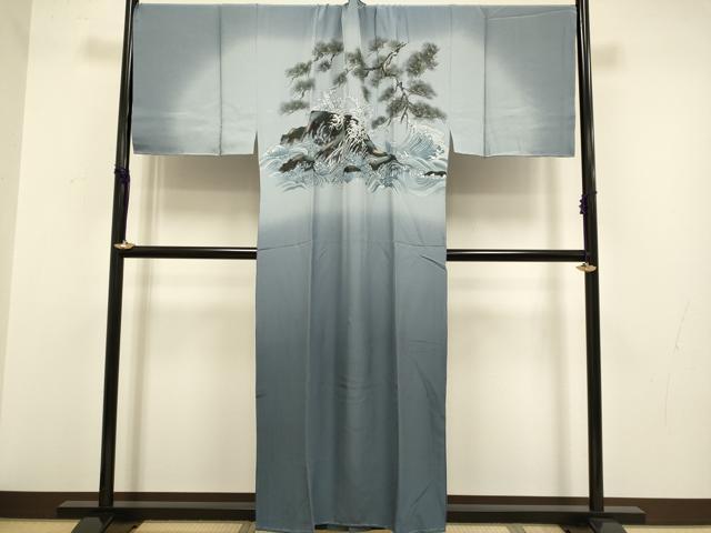 平和屋着物●男性　長襦袢　袷　キングサイズ　立波松文　暈し染め　金彩　正絹　逸品　DABA8972du