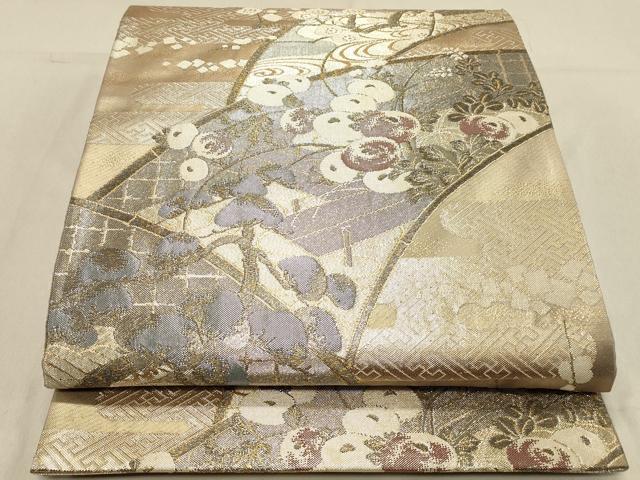 Rakuten - 平和屋着物◎佐賀錦　六通柄袋帯　枝梅菊文　金銀糸　正絹　逸品　DABB9176ya