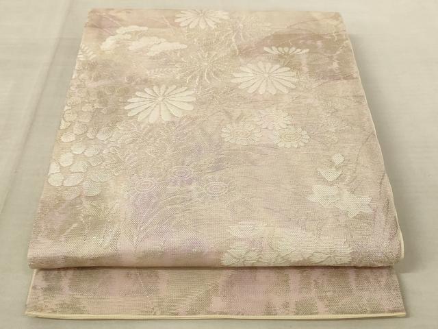 平和屋着物＊夏物　六通柄袋帯　草花文　銀糸　正絹　逸品　AAAV2354pf