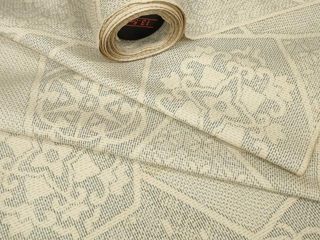 平和屋着物▼紬　反物　着尺　切嵌花文　逸品　未使用　DAAU7503zzz