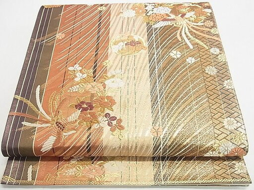 平和屋着物◎六通柄袋帯 唐織 雪輪鳳凰花文 金糸 逸品 DAAC0881cm 平和屋着物◎六通柄袋帯 唐織 雪輪鳳凰花文 金糸 逸品 DAAC0881cm