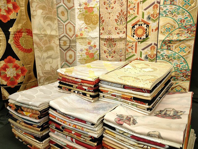 平和屋本店■袋帯 西陣 まとめて100点 鶴 人物 風景 更紗 花柄 七宝 金銀糸 など 着用可能多数 未使用品あり 全て正絹 se3434