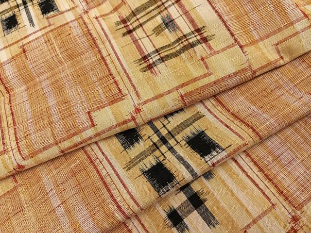 平和屋着物●上質な紬　琉球絣文様　ロング丈　正絹　逸品　AABB8187ph