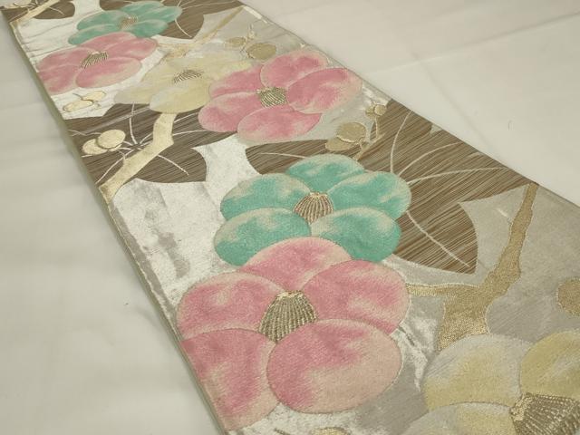 平和屋の平和屋着物◎六通柄袋帯 椿 金銀糸 正絹 逸品 AABI6832ou｜アングル2