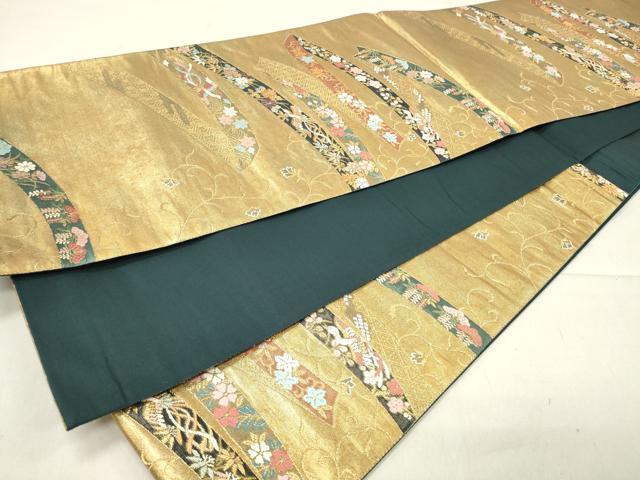 平和屋着物◎六通柄袋帯　唐織　鬘帯鳳凰花文　瑞光貝箔　正絹　逸品　CAAT4741in