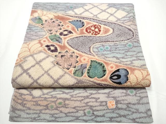 Rakuten - 平和屋着物●伝統工芸士　水野保　保辻が花染　九寸名古屋帯　絞り　正絹　逸品　CABE0128hy